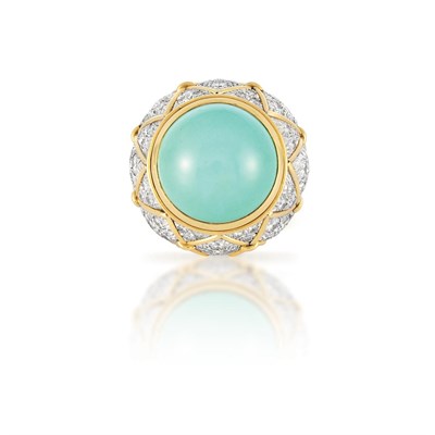 Lot 552 - Platinum, Gold, Turquoise and Diamond Ring, David Webb