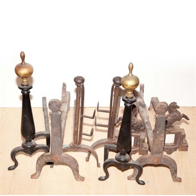 Lot 126 - Four Pairs of Iron Andirons Height of tallest...