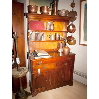 Lot 144 - Provincial English Stained Oak Hutch Cabinet...