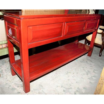Lot 176 - Red Lacquered Console Modern Height 33 inches,...