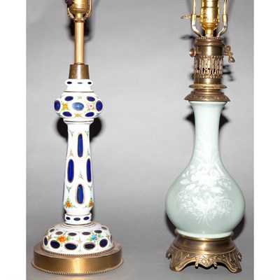 Lot 181 - Group of Six Glass and Ceramic Lamps Height of...