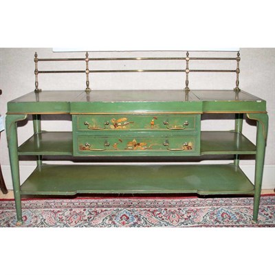 Lot 182 - Chinoiserie Decorated Green Painted Buffet...