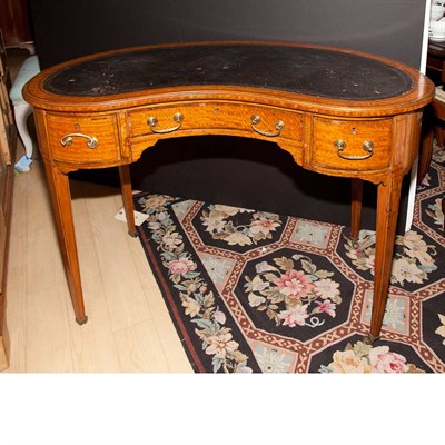 Lot 440 - Regency Style Satinwood Reniform Desk Height...