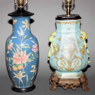 Lot 217 - Two Chinese Style Porcelain Lamps Height of...