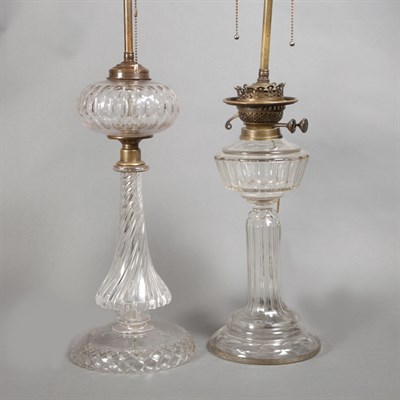 Lot 246 - Group of Five Glass Lamps Height of tallest 28...