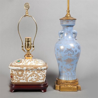 Lot 256 - Group of Four Porcelain Lamps Height of...