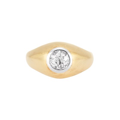 Lot 83 - Gentleman's Gold, Platinum and Diamond Gypsy Ring