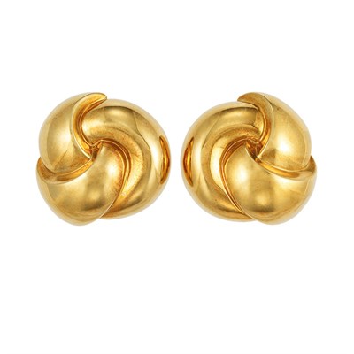 Lot 532 - Pair of Gold Knot Earclips, Van Cleef & Arpels