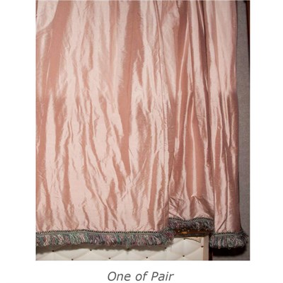 Lot 532 - Pair of Pink Raw Silk Curtain Panels with...