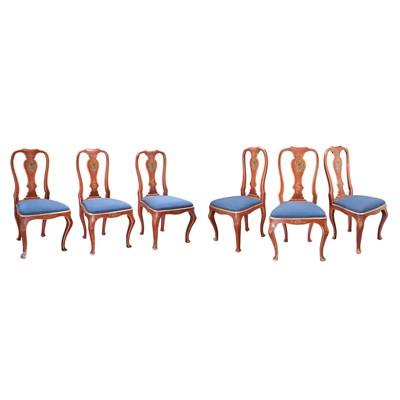 Lot 315 - Set of Six Italian Rococo Painted and Parcel...