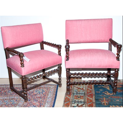 Lot 172 - Companion Pair of Italian Baroque Armchairs...