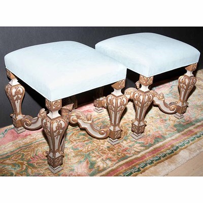 Lot 225 - Pair of Italian Gilt and Painted Wood Stools...
