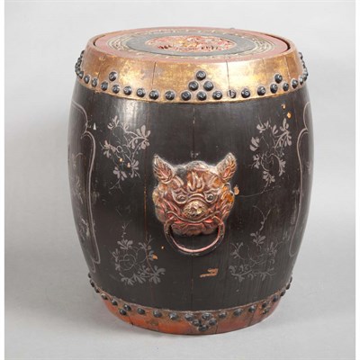 Lot 307 - Pair of Chinese Painted Wood Garden Seats