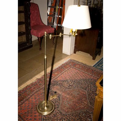 Lot 311 - Group of Four Brass Swing Arm Floor Lamps...
