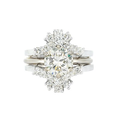 Lot 214 - White Gold and Diamond Ring and Insert Ring
