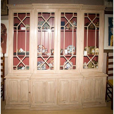 Lot 329 - Georgian Style Pine Breakfront Bookcase Height...