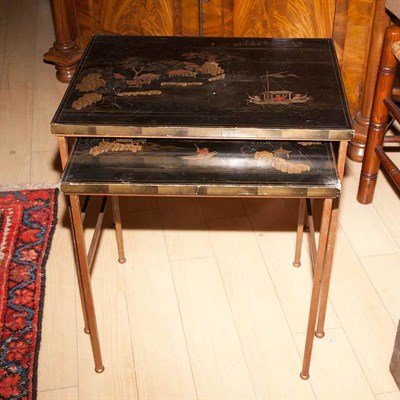 Lot 335 - Nest of Two Chinoiserie Decorated Side Tables...