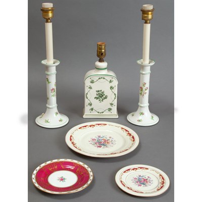 Lot 342 - Group of Three Porcelain Lamps; Together with...
