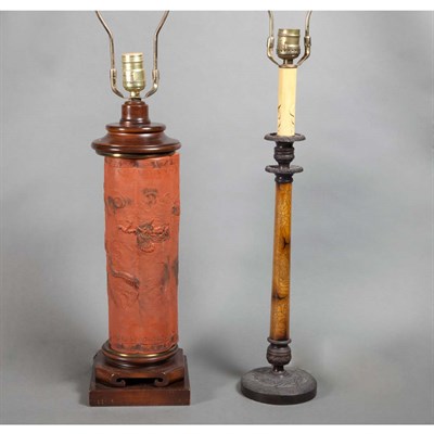Lot 350 - Pair of Japanese Ceramic Lamps Height 17...