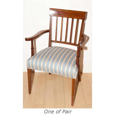 Lot 368 - Pair of Federal Style Inlaid Mahogany Armchairs
