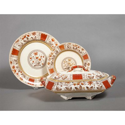 Lot 400 - English Transfer Decorated Pottery Dinner...