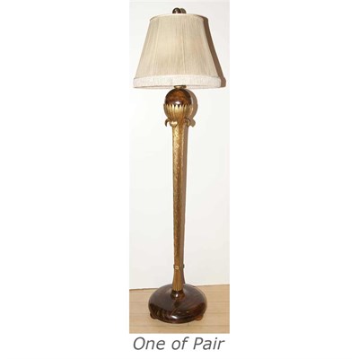 Lot 405 - Two Mahogany Floor Lamps Height of taller 55...