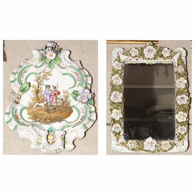 Lot 412 - German Porcelain Mirror; Together with a...