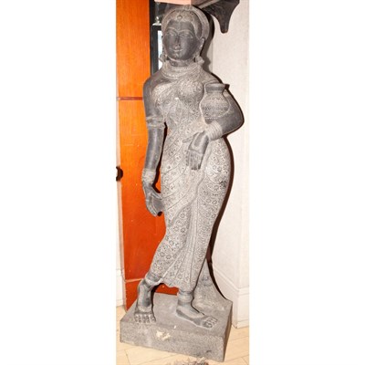 Lot 122 - Carved Stone Figure of a Woman Height 60 inches.