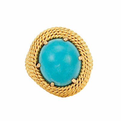 Lot 734 - Gold and Turquoise Ring