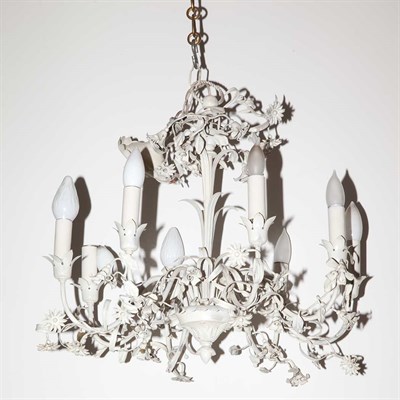 Lot 431 - French Style White Painted Tole Eight-Light...