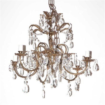 Lot 436 - French Style Gilt-Metal and Glass Six-Light...