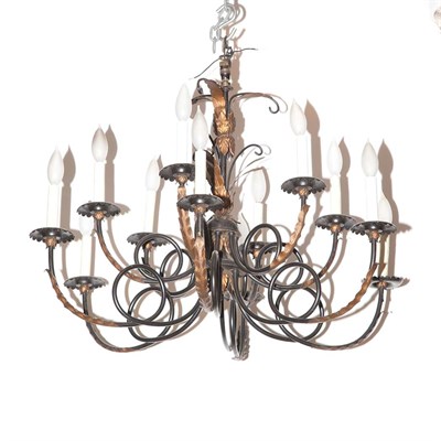 Lot 437 - Neoclassical Style Tole Twelve-Light...