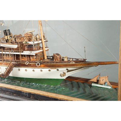 Lot 205 - Ship Model Painted wood with appliques, housed...