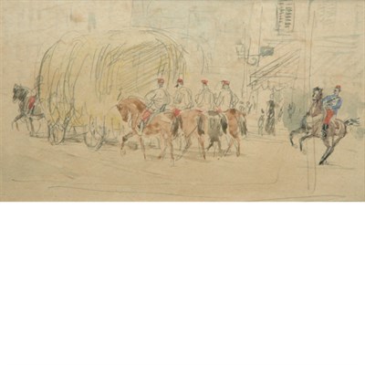 Lot 77 - Attributed to Constantin Guys A Hay Wagon...