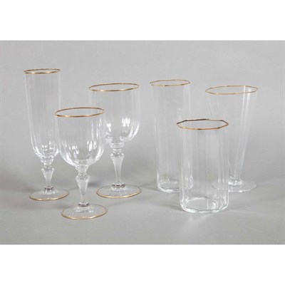 Lot 465 - Assembled Set of Gilt Rim Glass Stemware...