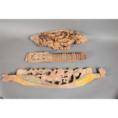 Lot 485 - Group of Asian Carved Figures and Wall...