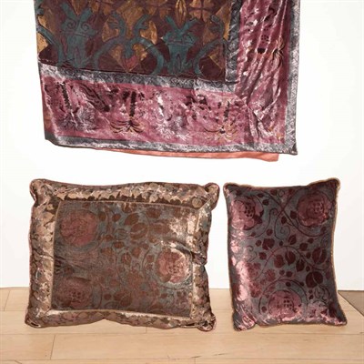 Lot 490 - Group of Six Velvet Pillows; Together with a...