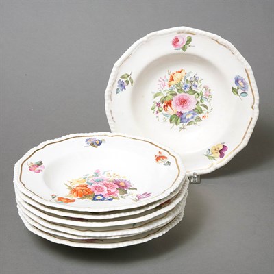 Lot 460 - Set of Fourteen Floral Decorated Porcelain...
