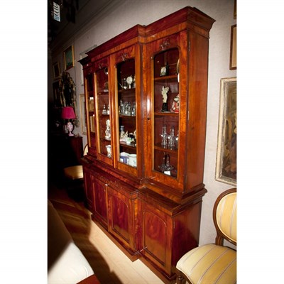 Lot 498 - Victorian Mahogany Breakfront Bookcase Height...