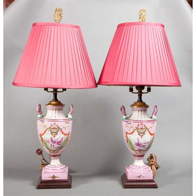 Lot 499 - Pair of Continental Porcelain Lamps Height 12...