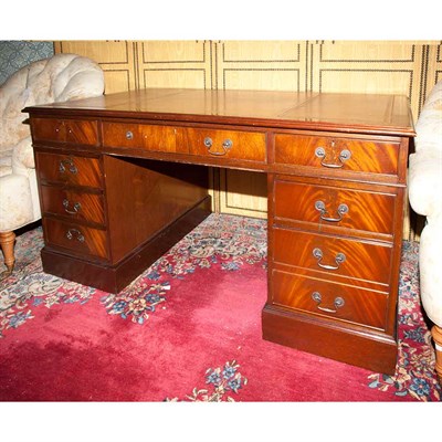 Lot 507 - Georgian Style Leather Top Mahogany Pedestal...