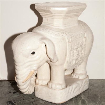 Lot 525 - White Glazed Porcelain Elephant-Form Garden...