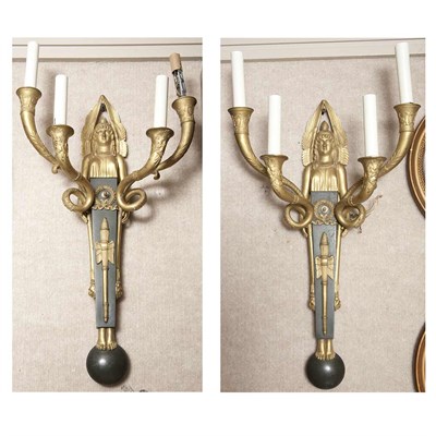 Lot 544 - Pair of Egyptian Revival Gilt and...