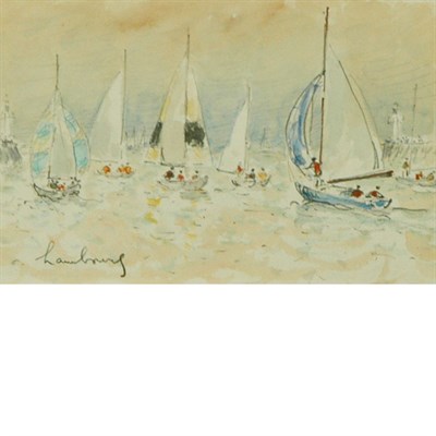 Lot 54 - Andre Hambourg French, 1909-1999 Boats on the...