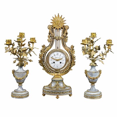 Lot 98 - Louis XVI Style Gilt-Bronze and Marble Clock...