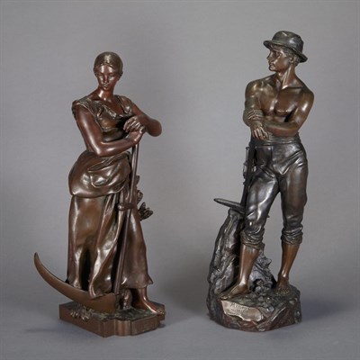Lot 258 - Two French Bronze Figures Titled Mineur and...