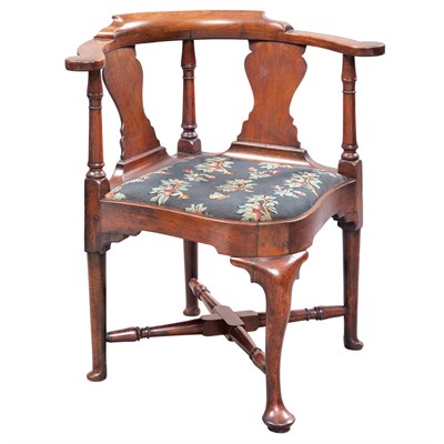 Lot 252 - Queen Anne Walnut Corner Chair Massachusetts,...