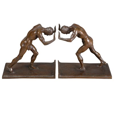 Lot 513 - Companion Pair of Art Deco Bronze Figural...