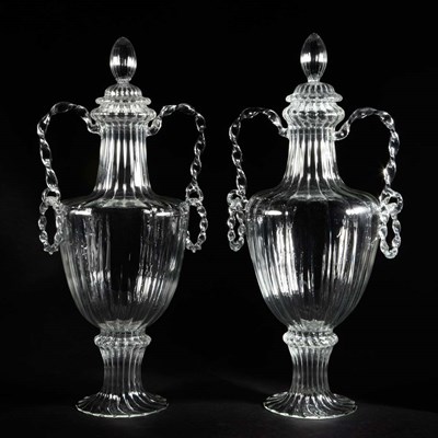 Lot 231 - Pair of Hand Blown and Pattern Molded Ribbed...
