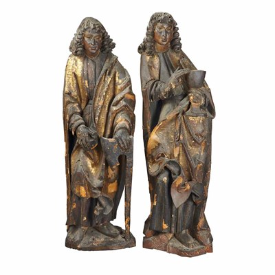 Lot 161 - Pair of Continental Parcel Gilt and Polychrome...